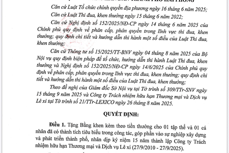 LEXICO VINH DỰ ĐÓN NHẬN BẰNG KHEN CỦA CHỦ TỊCH UBND TP HẢI PHÒNG